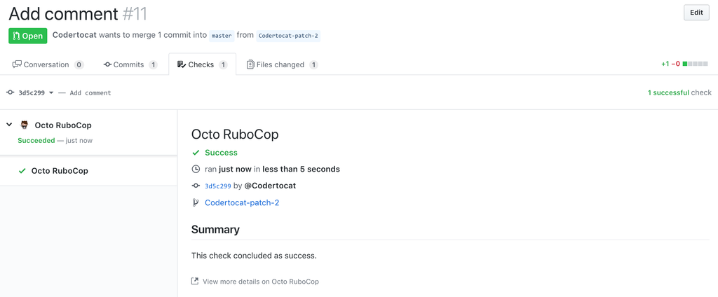 github check run